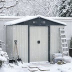 8ft x 4ft Outdoor Metal Storage Shed with Sliding Door - Metal