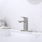 Brushed Nickel Single Handle Bathroom Faucet with Deck - Brushed Nickel