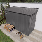 Lean-To Storage Shed with Windows and Sloping Roof - Gray
