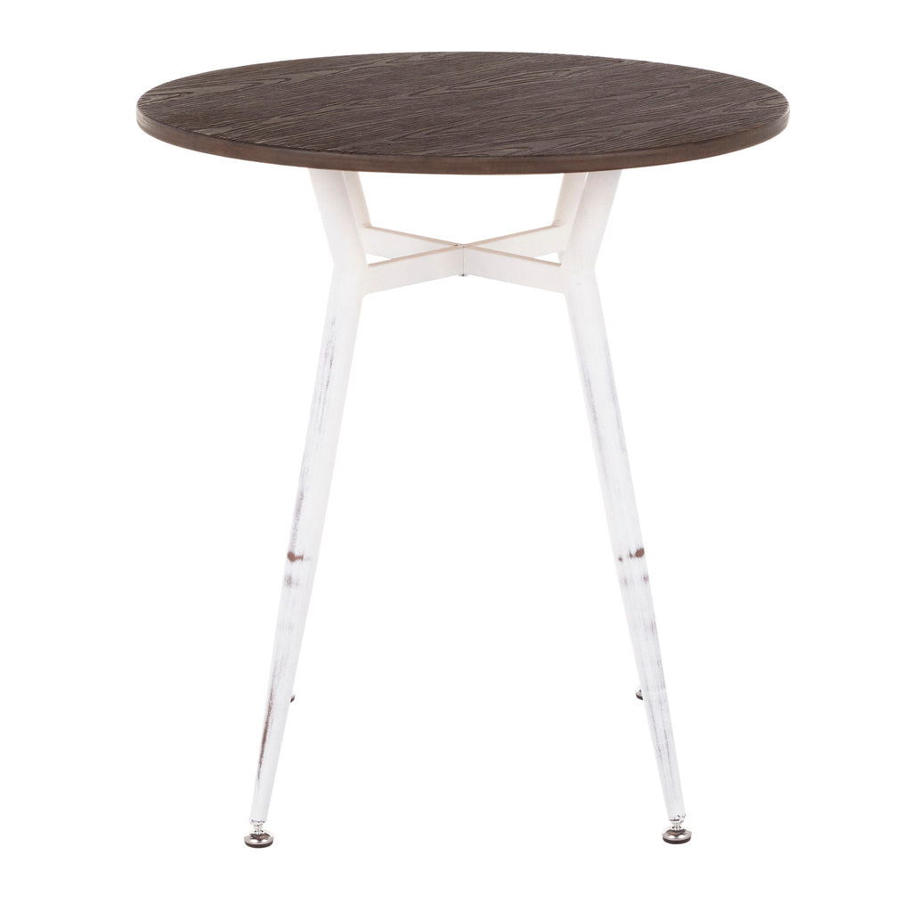 Industrial Round Dinette Table with Durable Metal Legs - White or Dark Brown