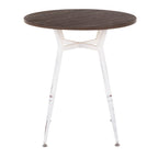 Industrial Round Dinette Table with Durable Metal Legs - White or Dark Brown
