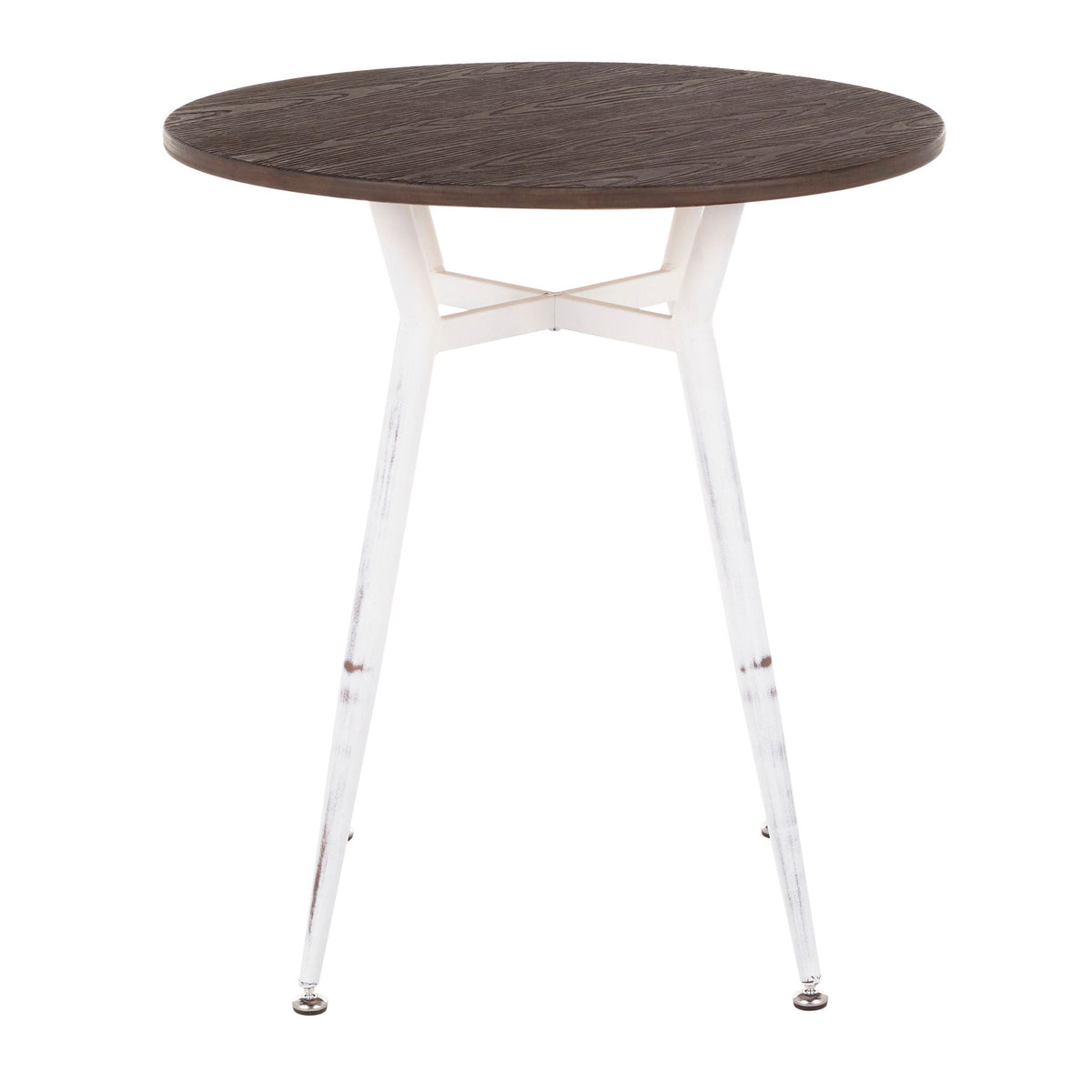 Industrial Round Dinette Table with Durable Metal Legs - White or Dark Brown
