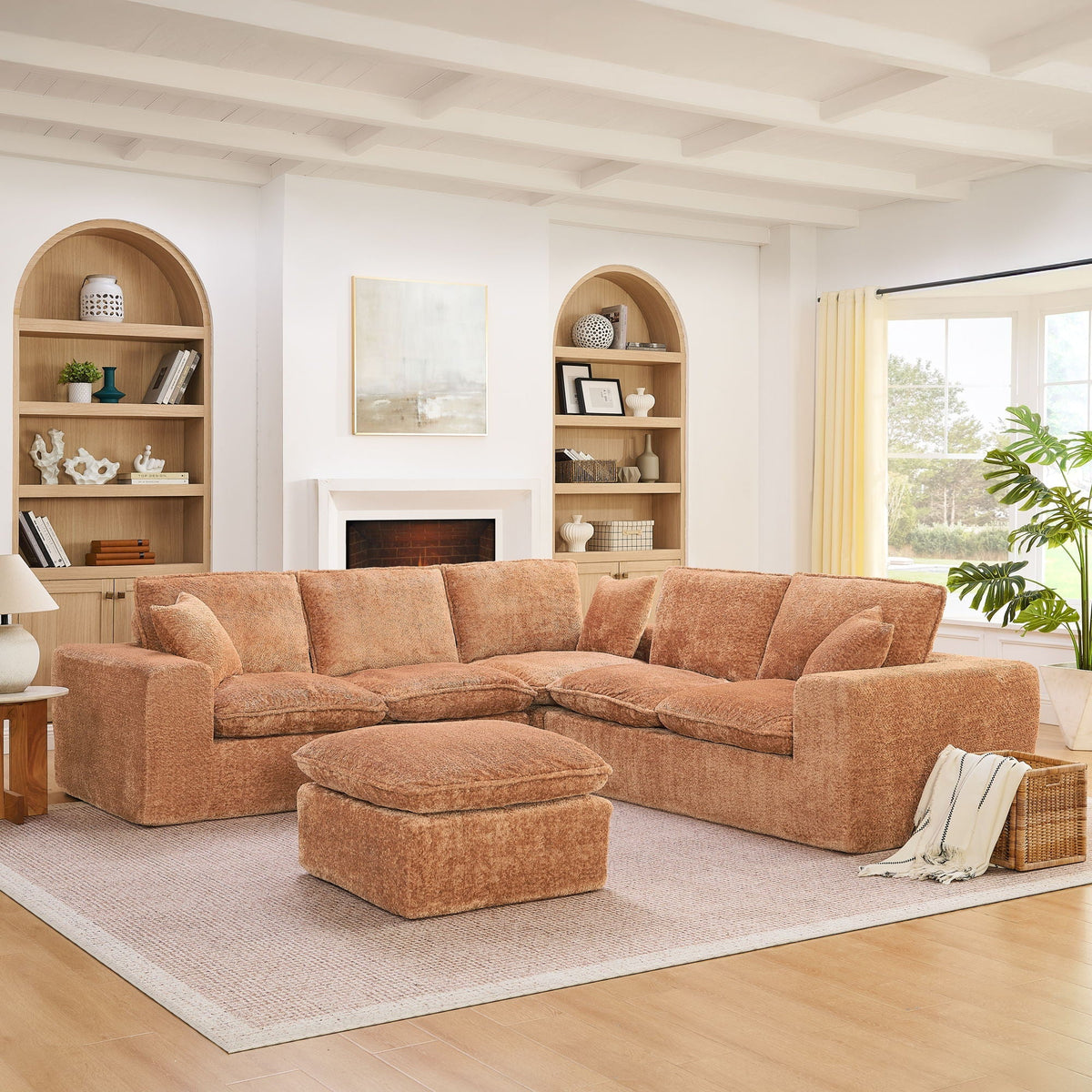 Sectional Sofa with Moveable Ottoman and Modular Design - Multiple Colors