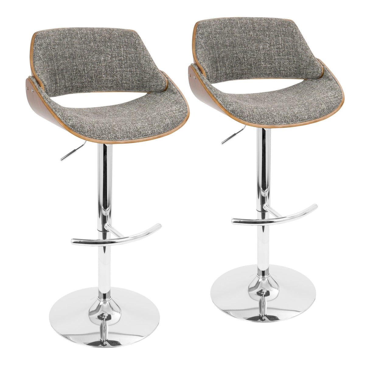 Mid Century Modern Adjustable Barstool Set with Swivel - Dark Gray or Light Blue