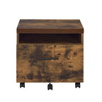 Weathered Oak File Cabinet with Drawer and Caster Wheels - Black