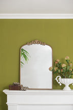 Baroque Inspired Arch Wall Mirror with Ornate Design - Gold or Black