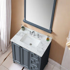 Elegant Sintered Stone Bathroom Vanity Top with Rectangular Undermount Ceramic Sink - White