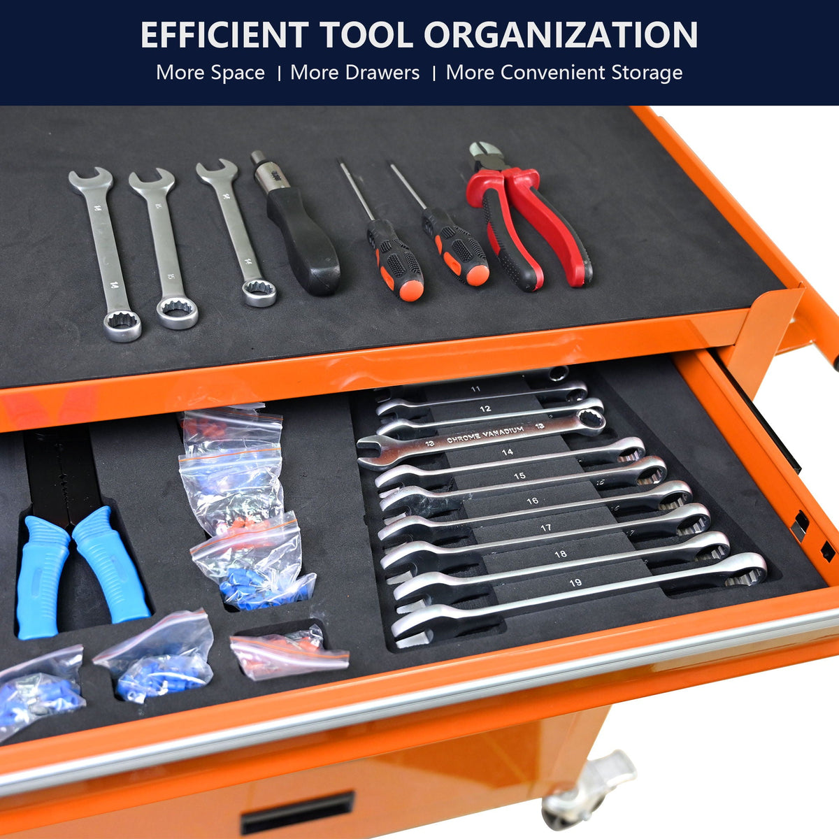 Multifunctional 4-Drawer Tool Cart with Wheels - Blue or Orange