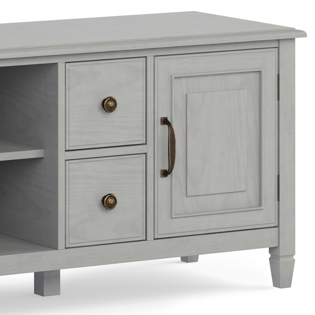 Wide Solid Wood TV Stand with Ample Storage - Dark Brown, White, Gray