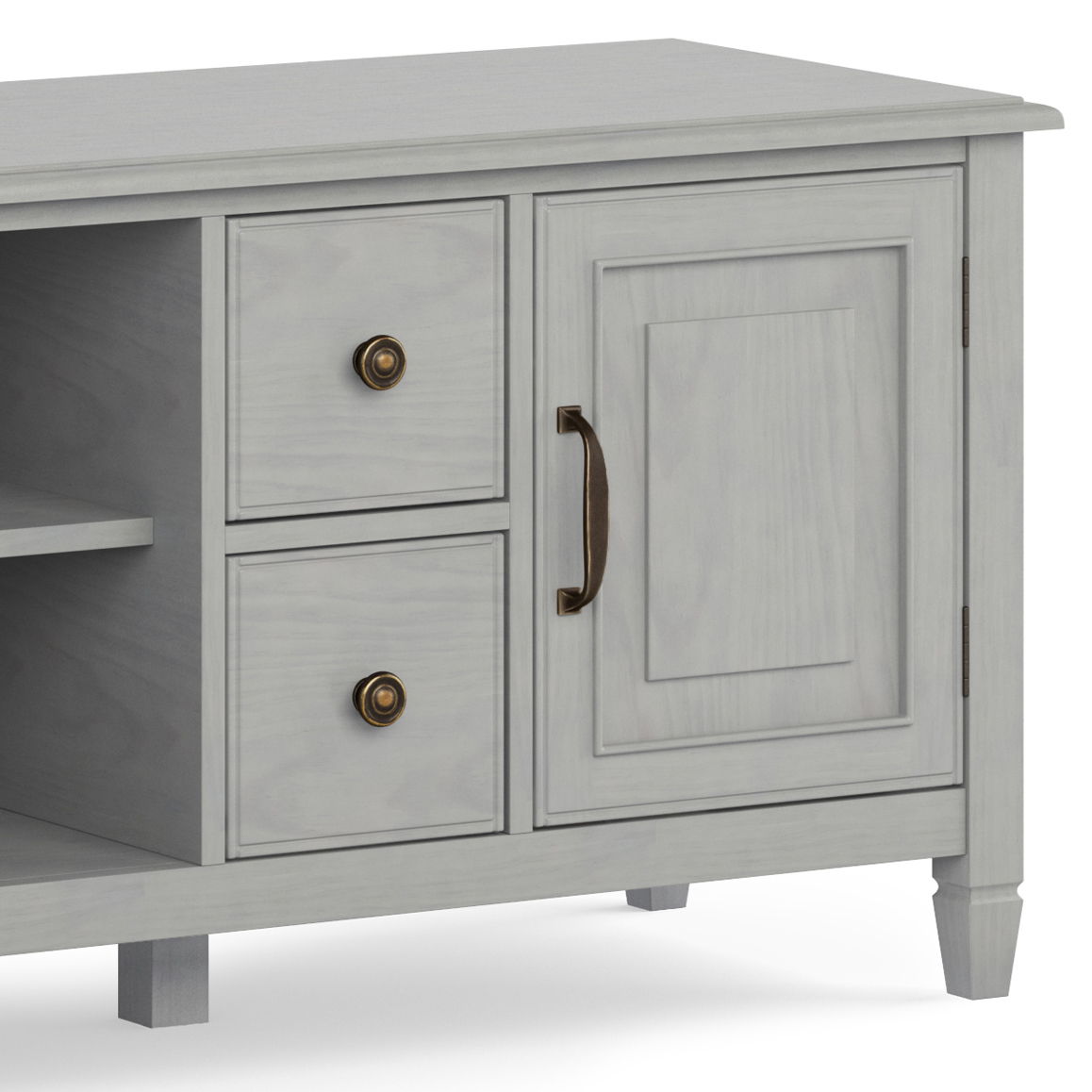 Wide Solid Wood TV Stand with Ample Storage - Dark Brown, White, Gray