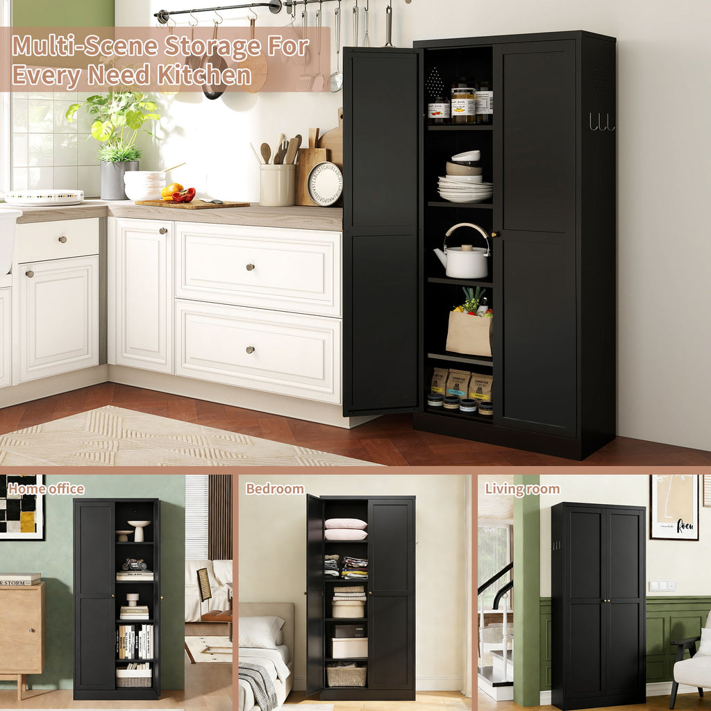 Kitchen Pantry Cabinet With 4 Adjustable Shelves