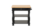 Black Kitchen Island with Cutting Board and Storage Shelves