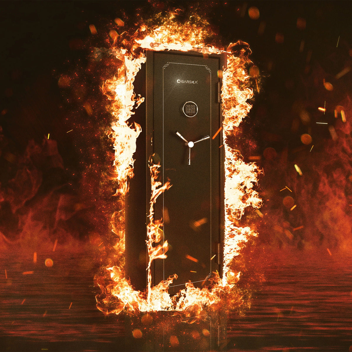 Tall Fireproof Protection Safe Vault with Solid Steel Construction - Black