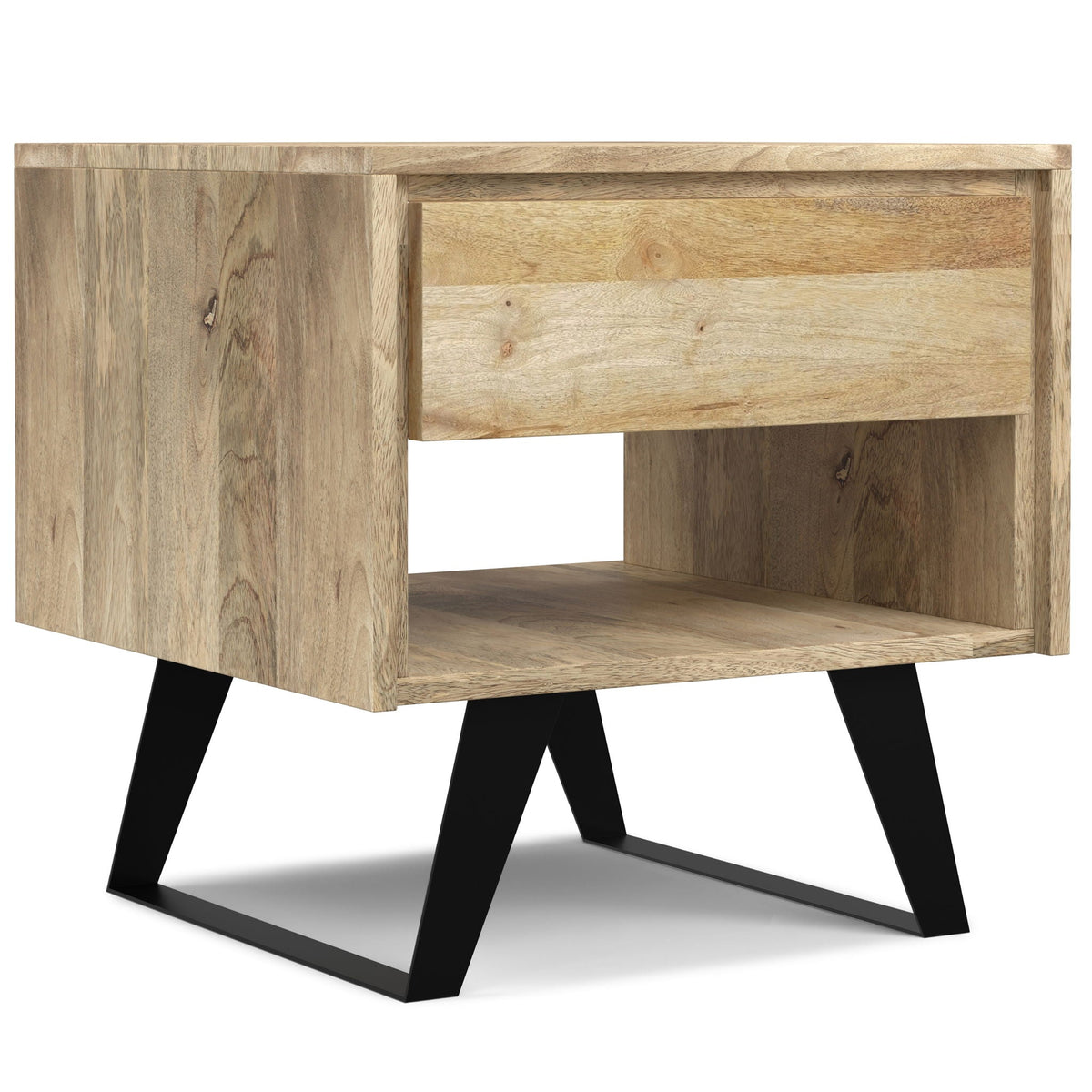 Handcrafted Acacia End Table with 1 Drawer - Light Brown, Dark Gray, or Dark Brown