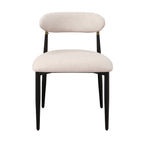 Side Chair Set with Metal Frame and Padded Armrests - Black or Beige