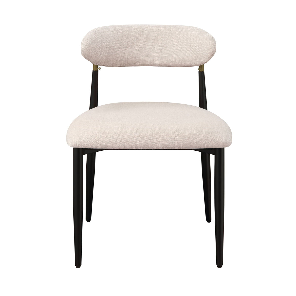 Side Chair Set with Metal Frame and Padded Armrests - Black or Beige