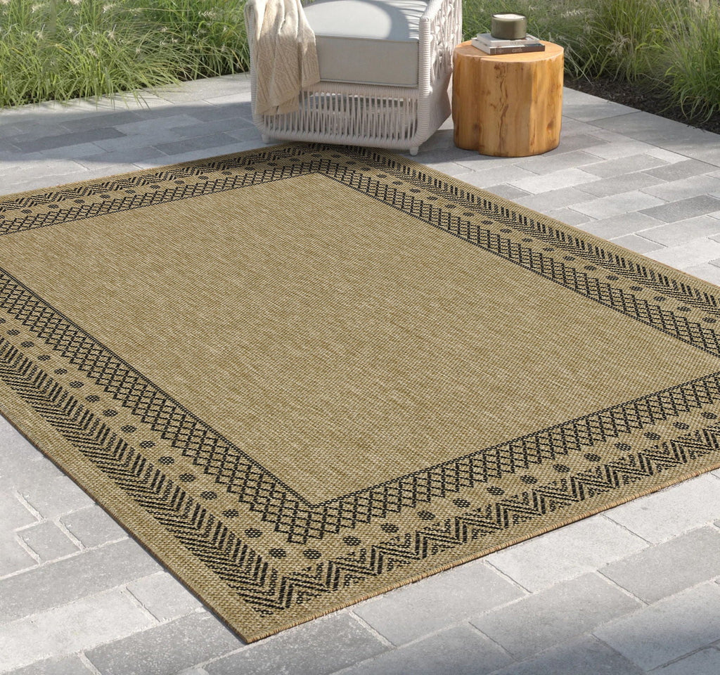 Light Brown Indoor Outdoor Area Rug with Flatweave Construction - Earth Collection