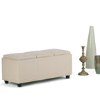 Avalon Upholstered Storage Ottoman with Flip-Over Serving Trays - Multiple Colors