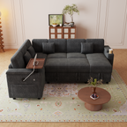 100-Inch Pull-Out Sofa with USB Ports and Cup Holder - Corduroy