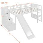 Loft Stairway Bed with Drawers and Convertible Ladder - Twin