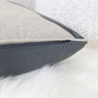 Holiday Reindeer Velvet Accent Pillow with White Appliqué - Gray and White