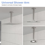 Premium 8" Ceiling Mounted Shower Arm with Flange - Black or Gray