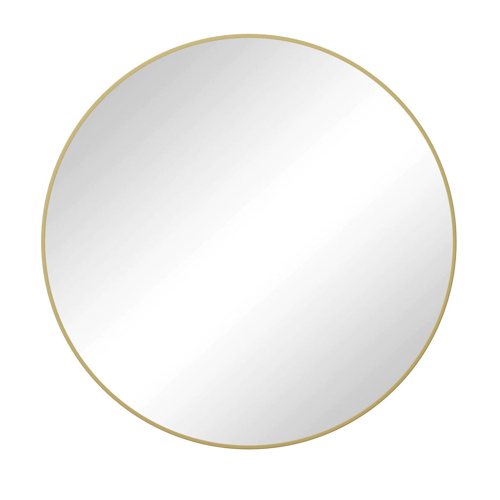 Metal Framed Circular Wall Mirror with Modern Design - Black or Gold