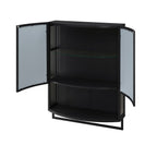 Arched Glass Double Door Wardrobe with Shatterproof Mirror - Black or White