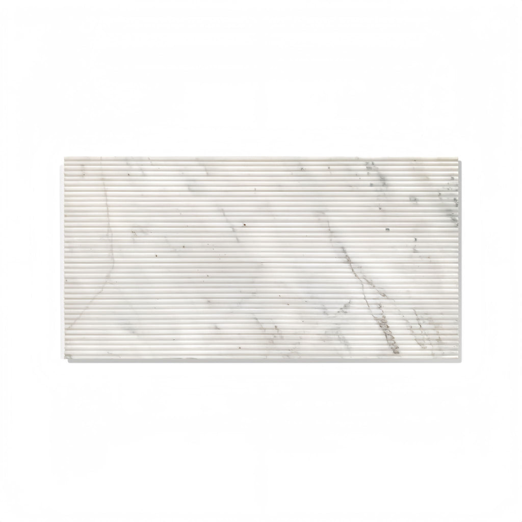 Textured Marble Decorative Tiles with Distinctive OL Finish - White / Natural