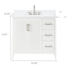 36 Inch Solid Wood Bathroom Vanity with US Power - White