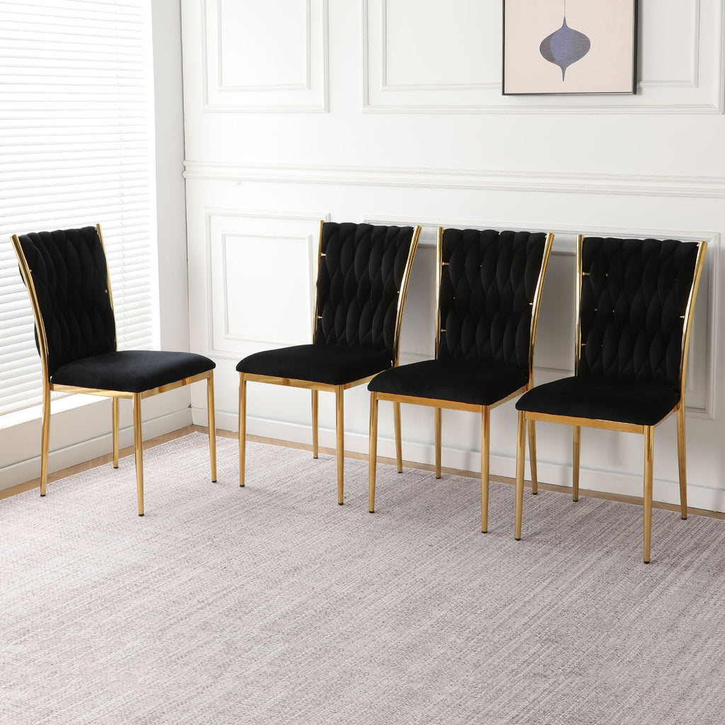 Modern Dining Chair Set with Plated Metal Legs - Multiple Colors