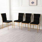 Modern Dining Chair Set with Plated Metal Legs - Multiple Colors