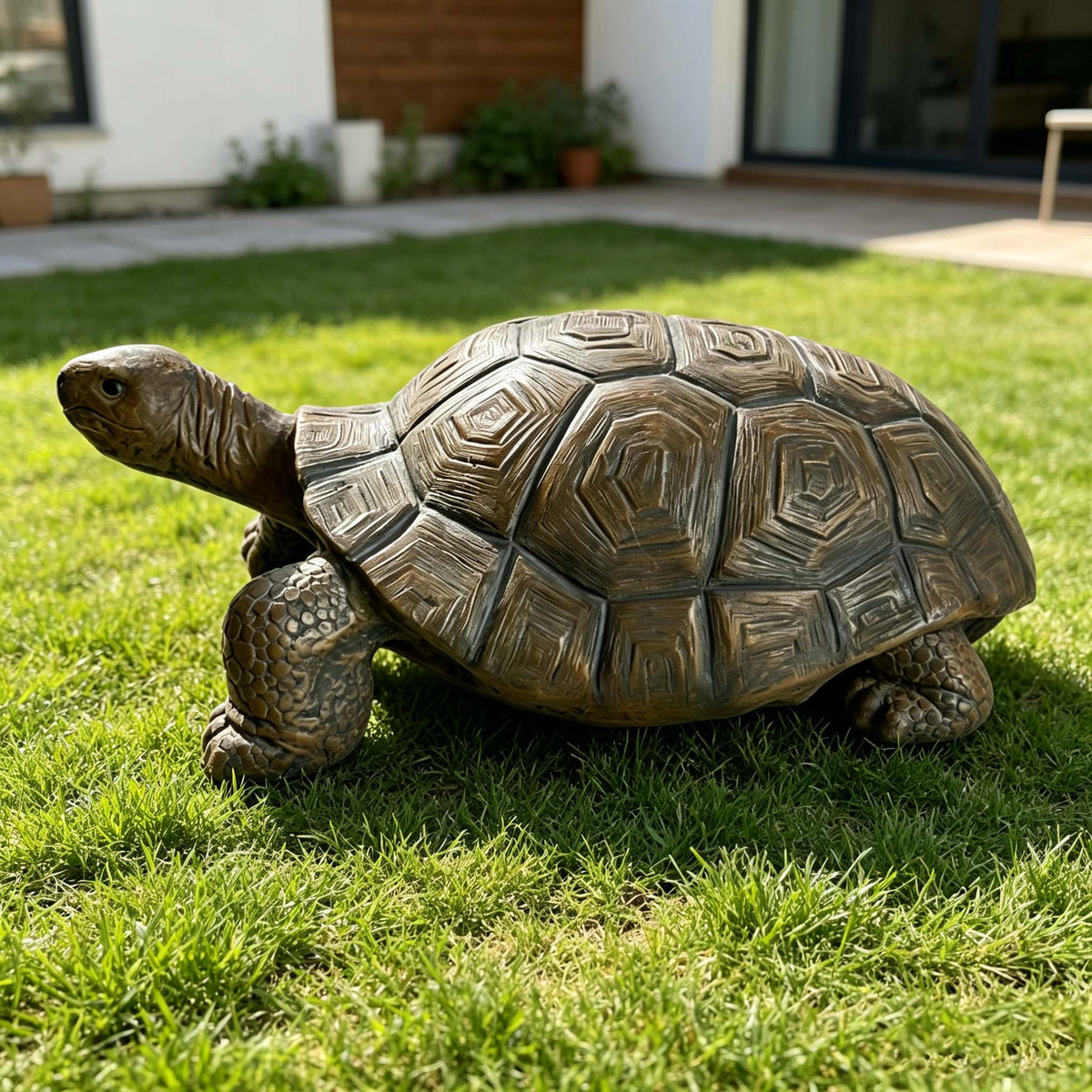 Realistic Tortoise Figurine with Weather-Resistant Resin - Brown