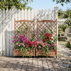 Raised Garden Bed with Trellis 2 Pack – Solid Wood Planter & Plant Stand, Brown