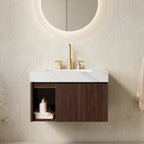 Eiden 30" Bathroom Vanity & Sink with Sintered Stone Top - Walnut