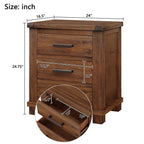 Rustic Three Drawer Reclaimed Solid Wood Farmhouse Nightstand Set of Two