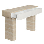 Entryway Table with 2 Hidden Handle Drawers – Beige / Yellow