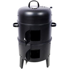 Portable Charcoal Smoker Grill with 3-in-1 Cooking Functionality - Black