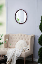 Circle Wall Mirror with Wooden Frame - Black, Light Brown, Dark Brown