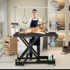 Height Adjustable Electric Pet Grooming Table with Heavy Duty Frame - Black or White