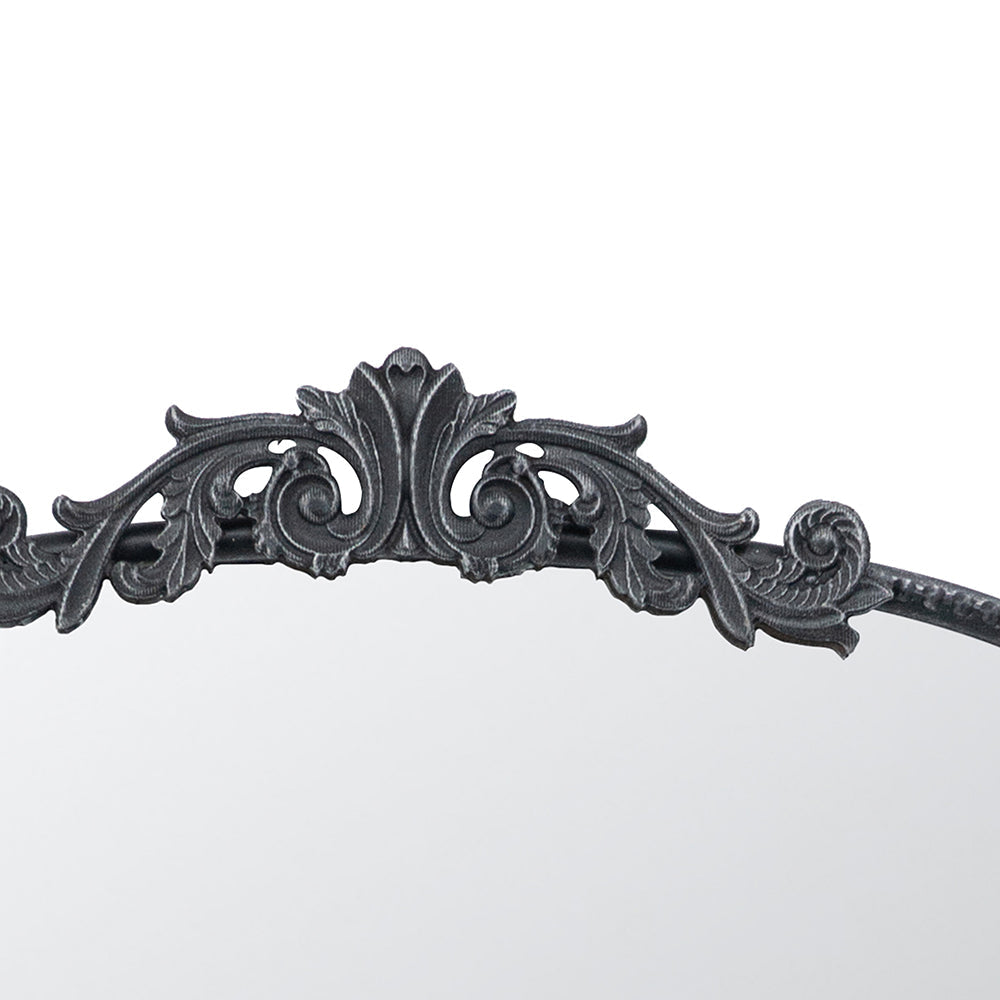 Baroque Grand Wall Mirror with Black Matte Iron Frame - Black