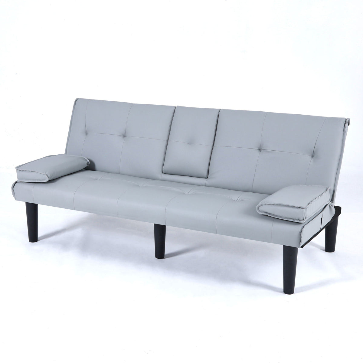 Foldable Sofa Bed with Cup Holder and Solid Wood Frame - Multiple Colors