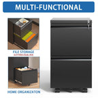 Metal Drawer Mobile File Cabinet with Lock for Secure Organization - White or Black