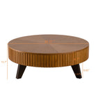 Round Retro Coffee Table with Solid Wood Legs
