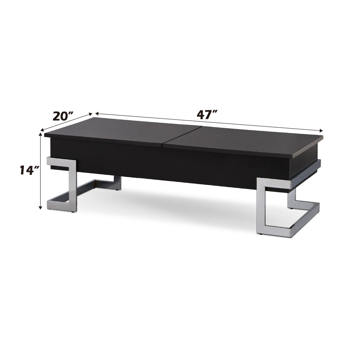 High Gloss Coffee Table with Lift Top and Hidden Storage - Black or White