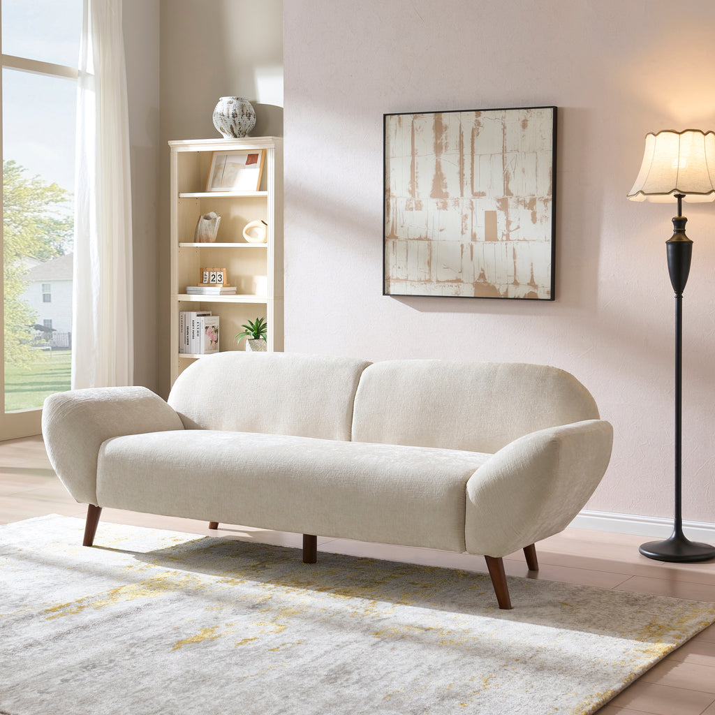 Cloud Haven Curved 3-Seater Modern Upholstered Chenille Sofa