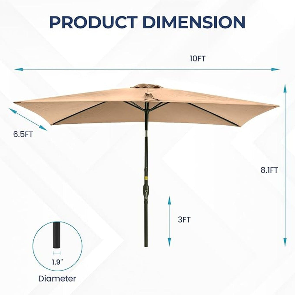 Rectangular Patio Umbrella with Crank Tilt - UV-Resistant Canopy