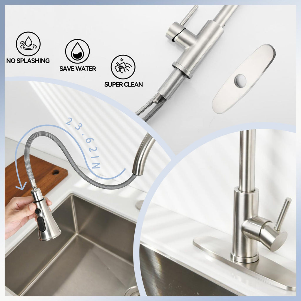 Classic High Arc Kitchen Faucet with Pull Down Sprayer - Brushed Nickel