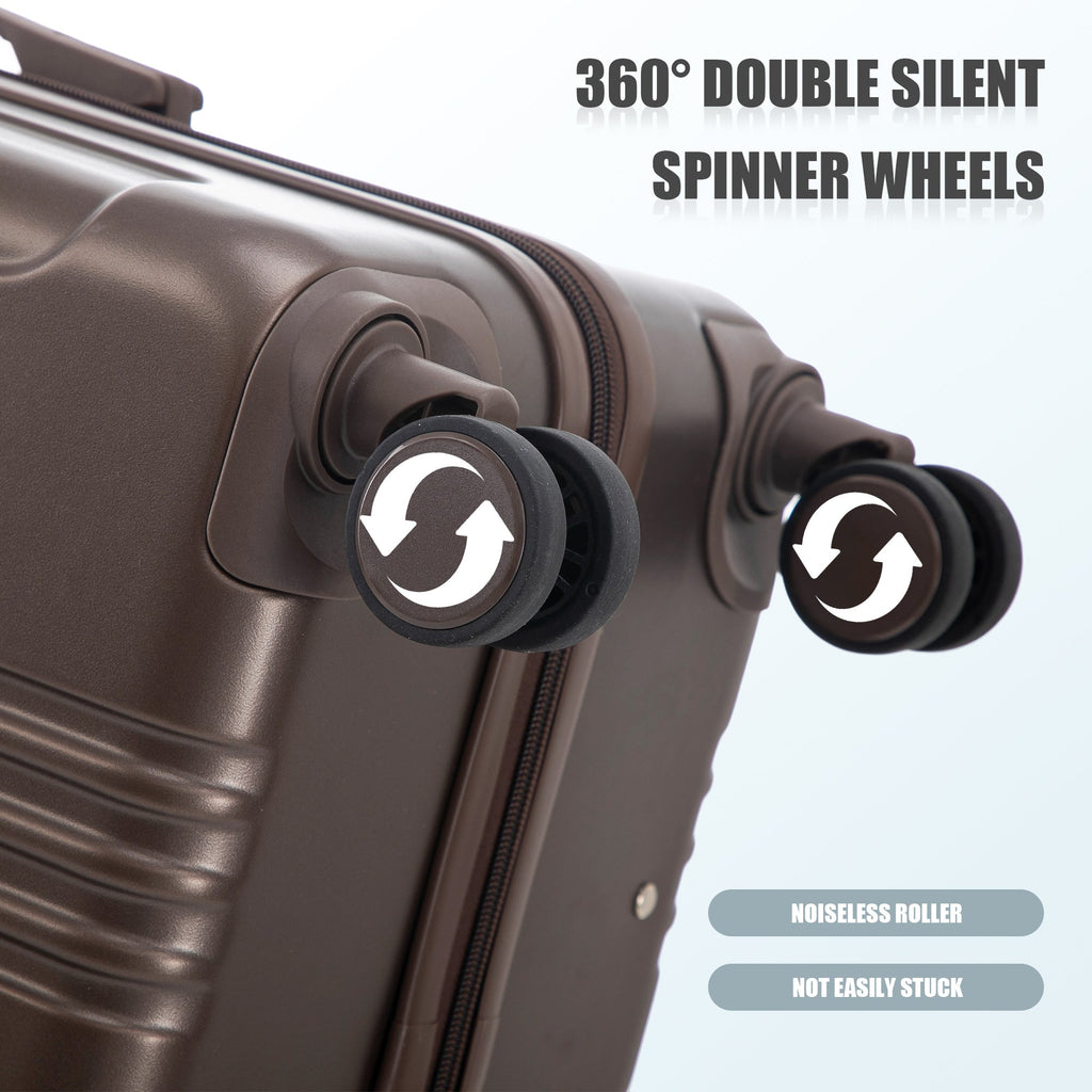 3 Piece ABS Spinner Wheel Luggage Set with Spinner Wheels - Brown