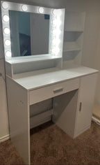 Pink Vanity Desk with Mirror & Light